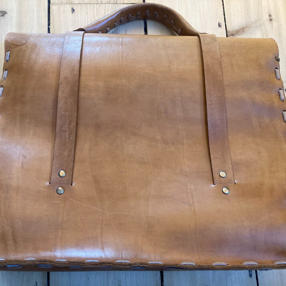 "The little prince" student tan  leather school bag handmade - Picture 10 of 16